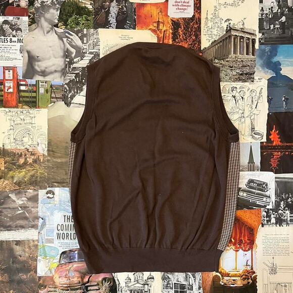 Brown Houndstooth Sleeveless Sweater Vest - Picture 5 of 5